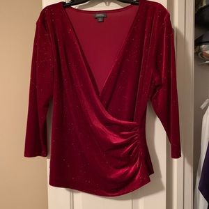 Beautiful red velvet crossbody top.